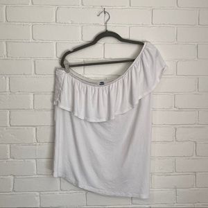 Old Navy White One Shoulder Ruffle Top